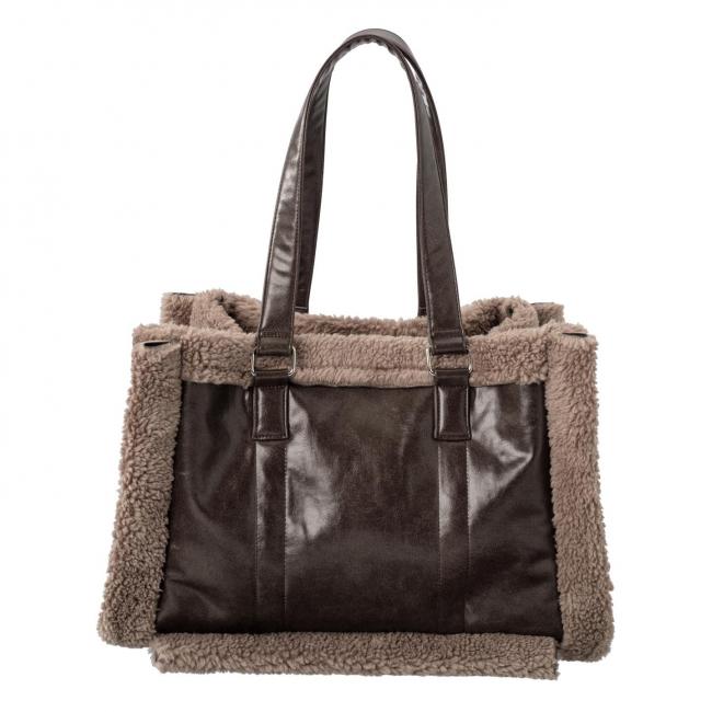Sac fourre-tout marron avec détails en teddy