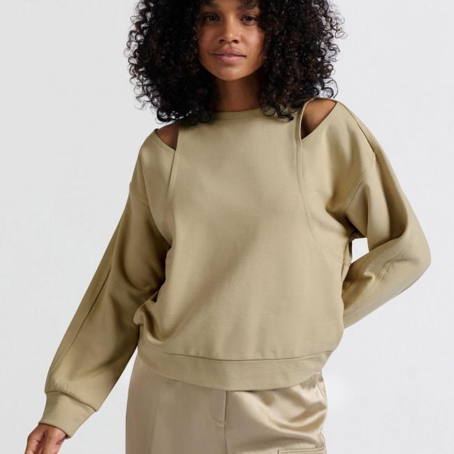 Sweat-shirt à épaules nues et encolure ronde
