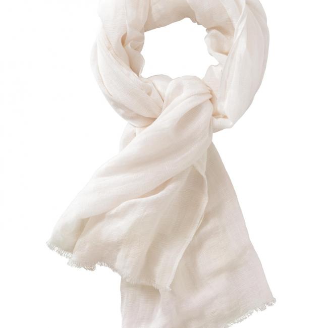 Foulard d'été raffiné rayé en lin et détails effilochés