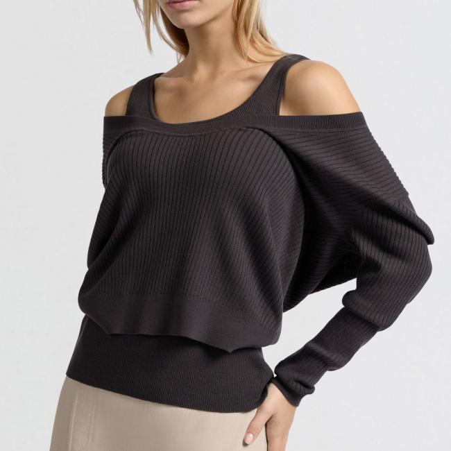 Pull côtelé avec débardeur et coupe ample