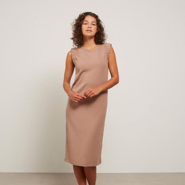 Robe col rond et manches courtes détaillées