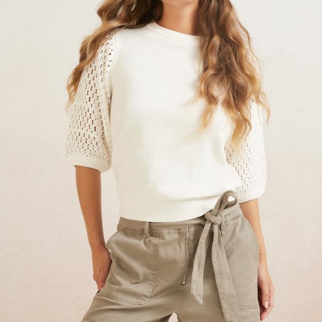 Short cargo tissé taille haute, poches et nSud décoratif