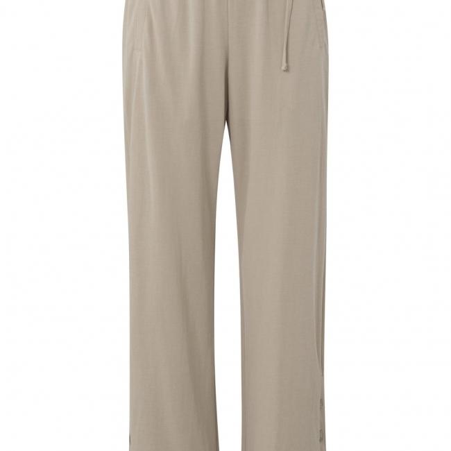 Pantalon large en jersey, taille élastiquée et boutons