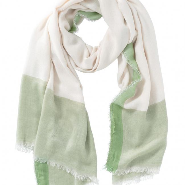 Foulard avec bordure colorée et bords effilochés