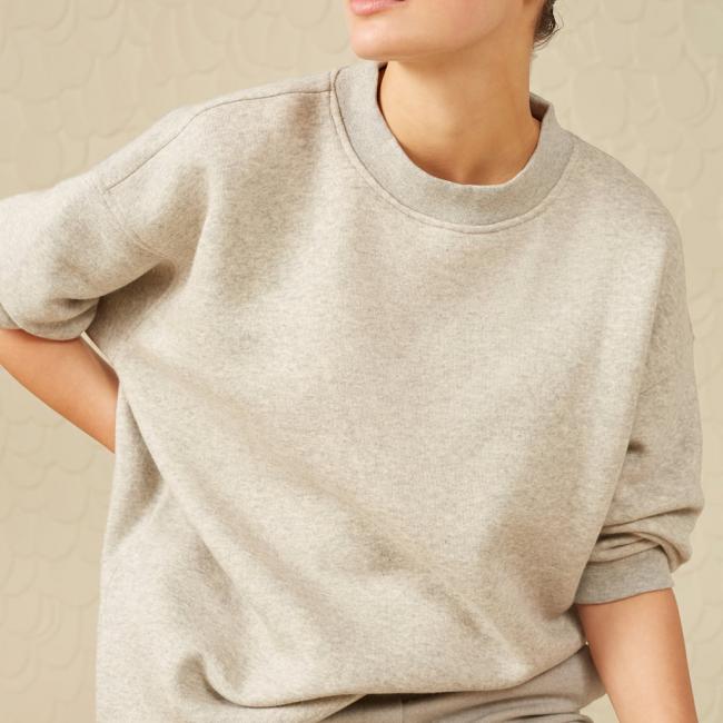 Sweat oversize, manches longues, col ras du cou