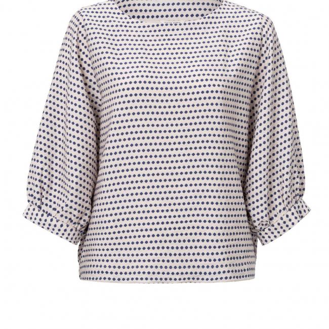 Blouse chauve-souris à imprimé, col bateau, manches longues