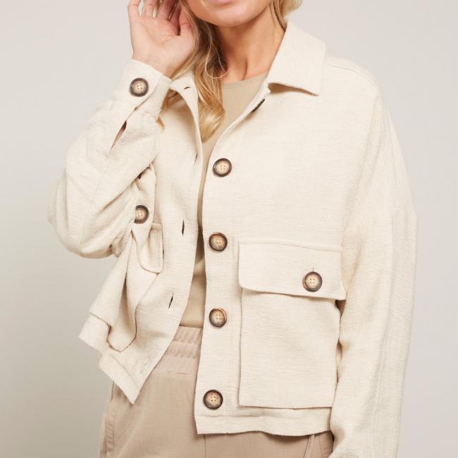 Veste oversize à poches, boutons et cordon de serrage